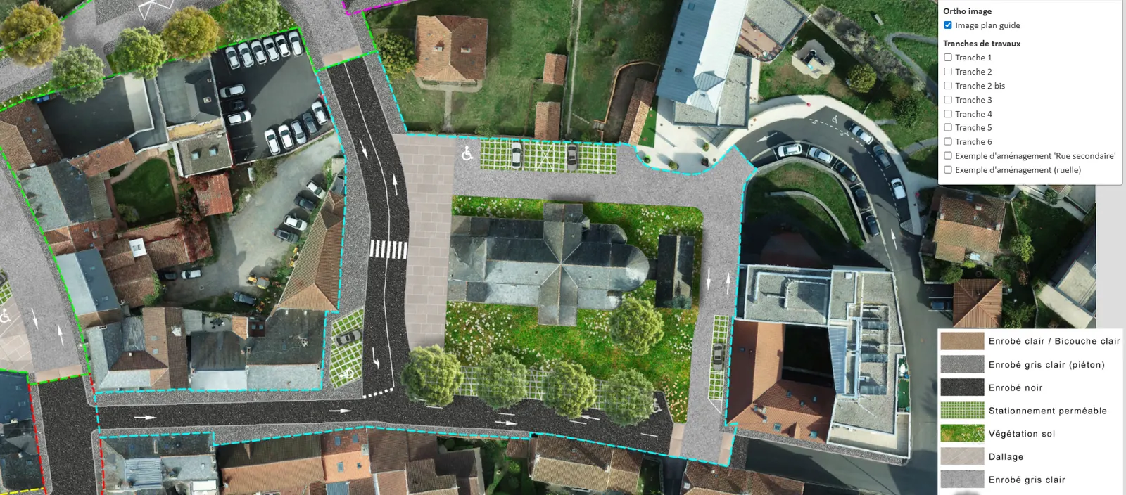 Rendu 2D photomontage ortho image + texture, plan guide