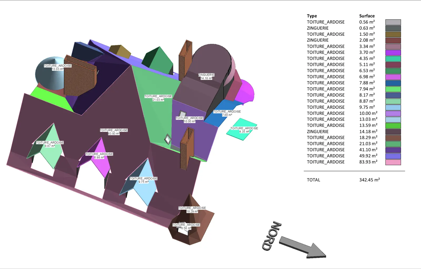 Support 3D pour mesurer une toiture complexe