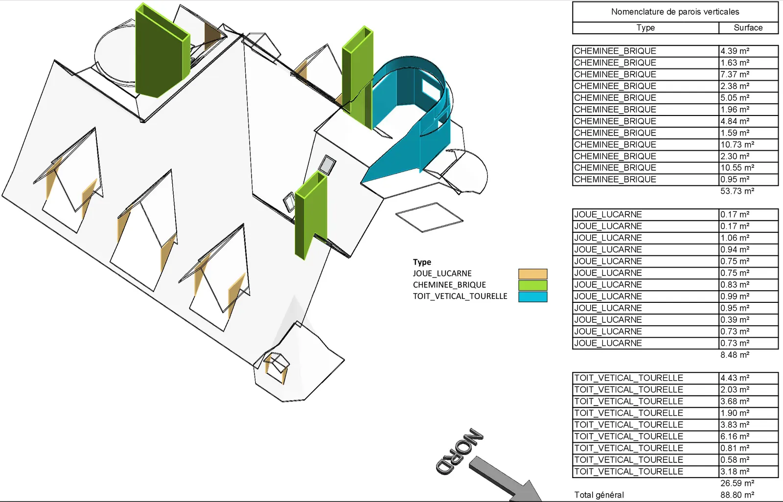 Mesures de surface de toiture sur lucarnes detail