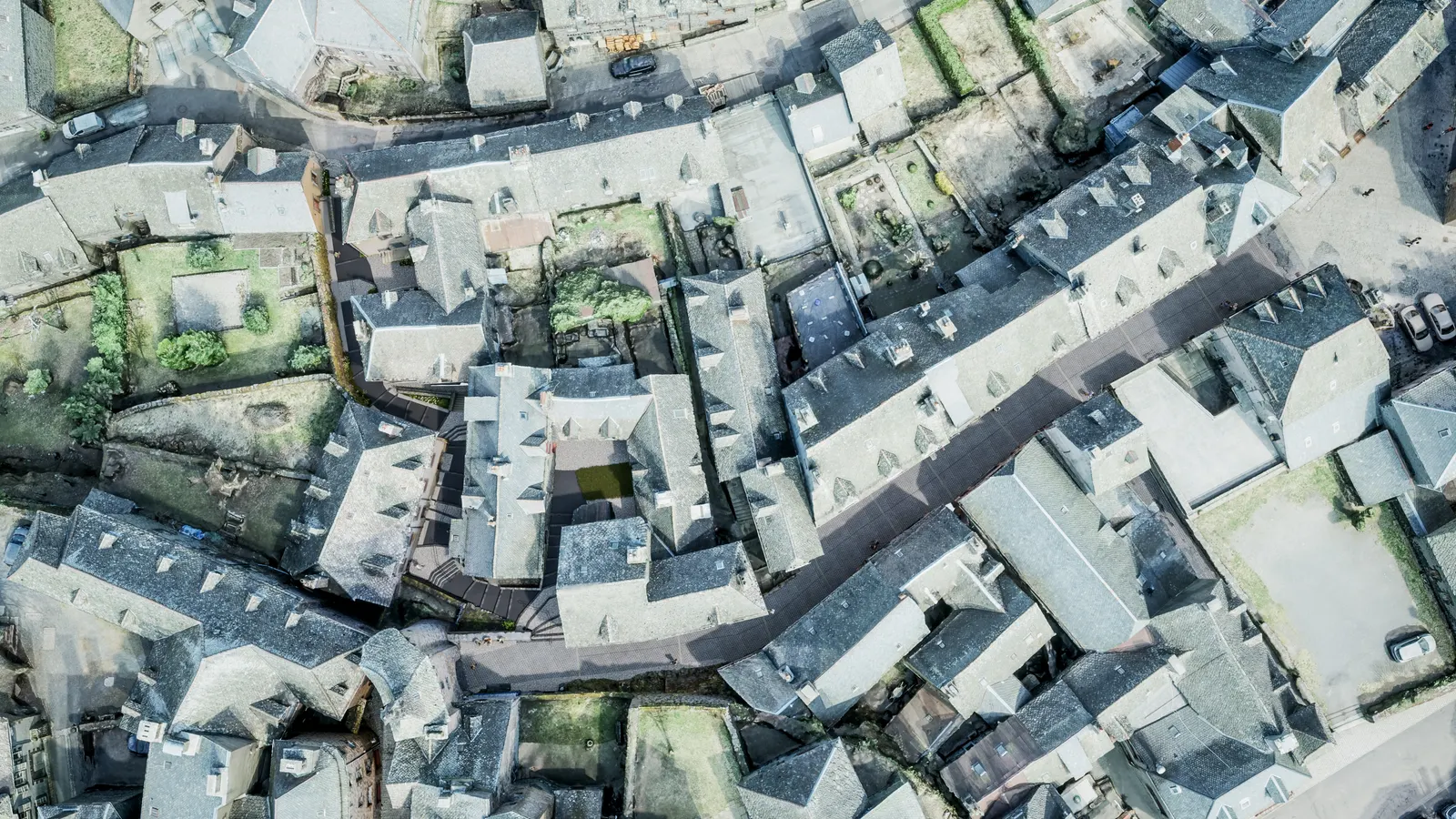 Vue drone de Salers, Cantal