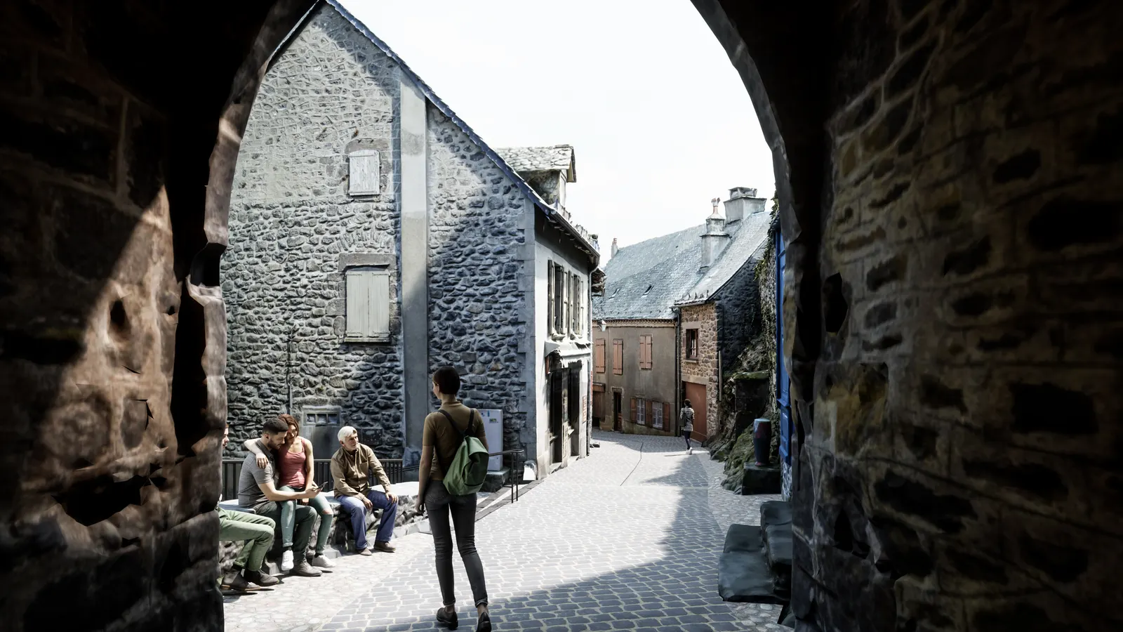 Vue pietonne sous le Beffroi