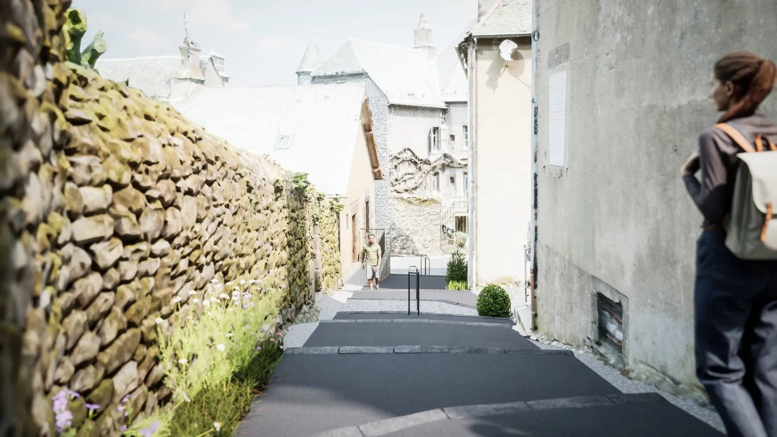 Vue pietonne rue du Coustil