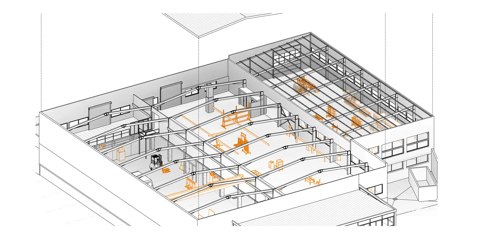 Atelier de fabrication, jumeau numerique de l existant, zoom equipements