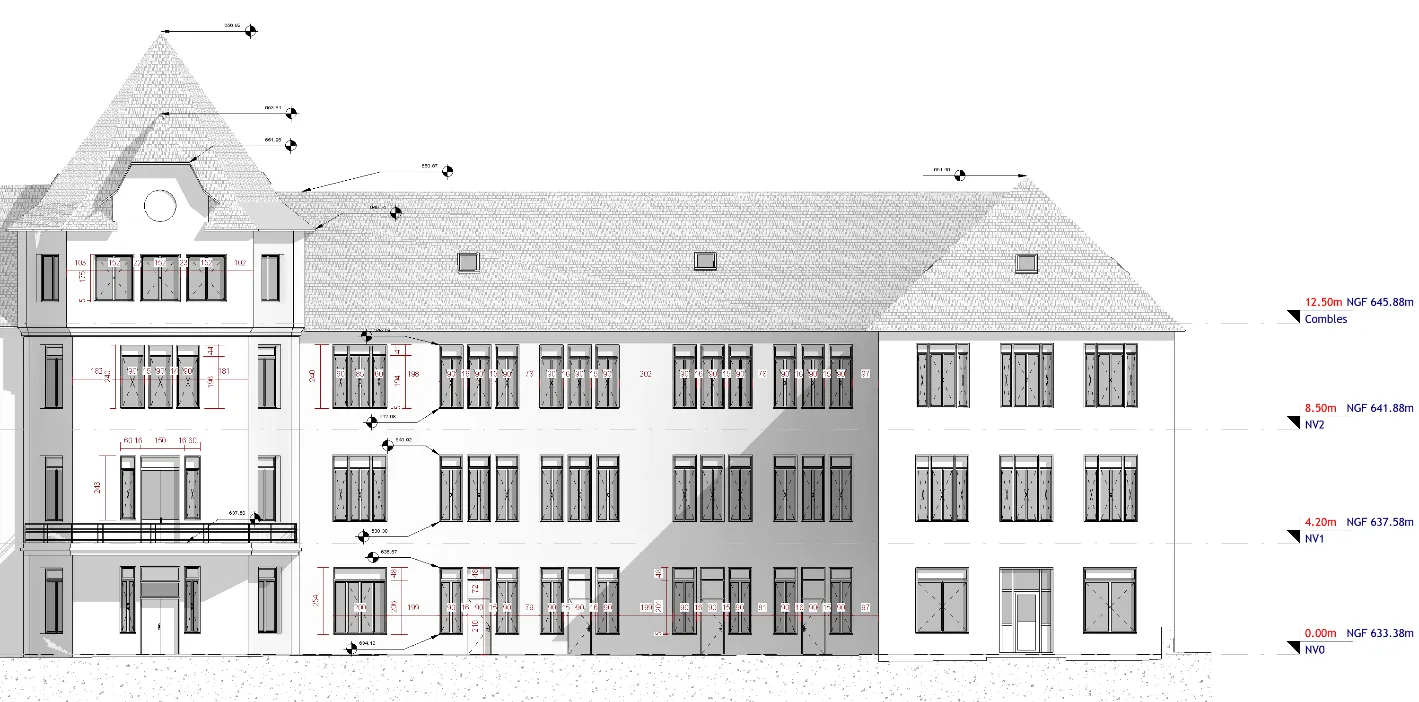 vue d'élévation collège sortie de revit